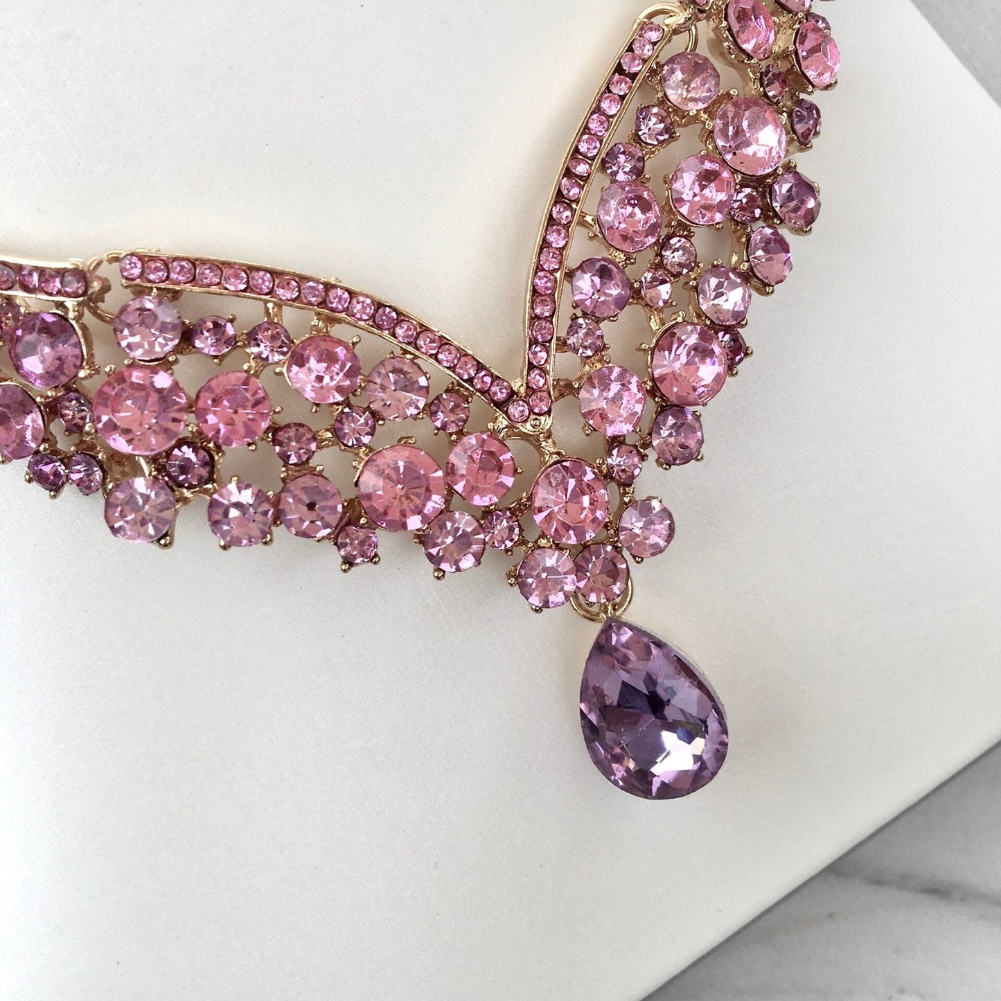 Kori - Purple Crystal 3-Piece Bridal Jewelry Set With Tiara - Available in Silver and Gold