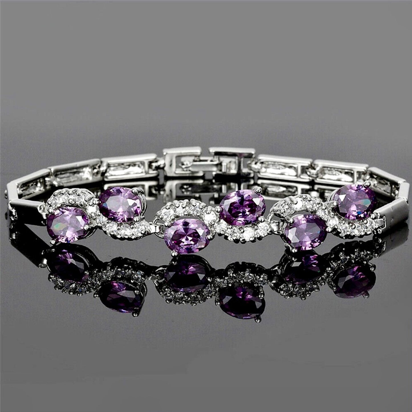 "Mila" - Purple Cubic Zirconia Bridal Bracelet