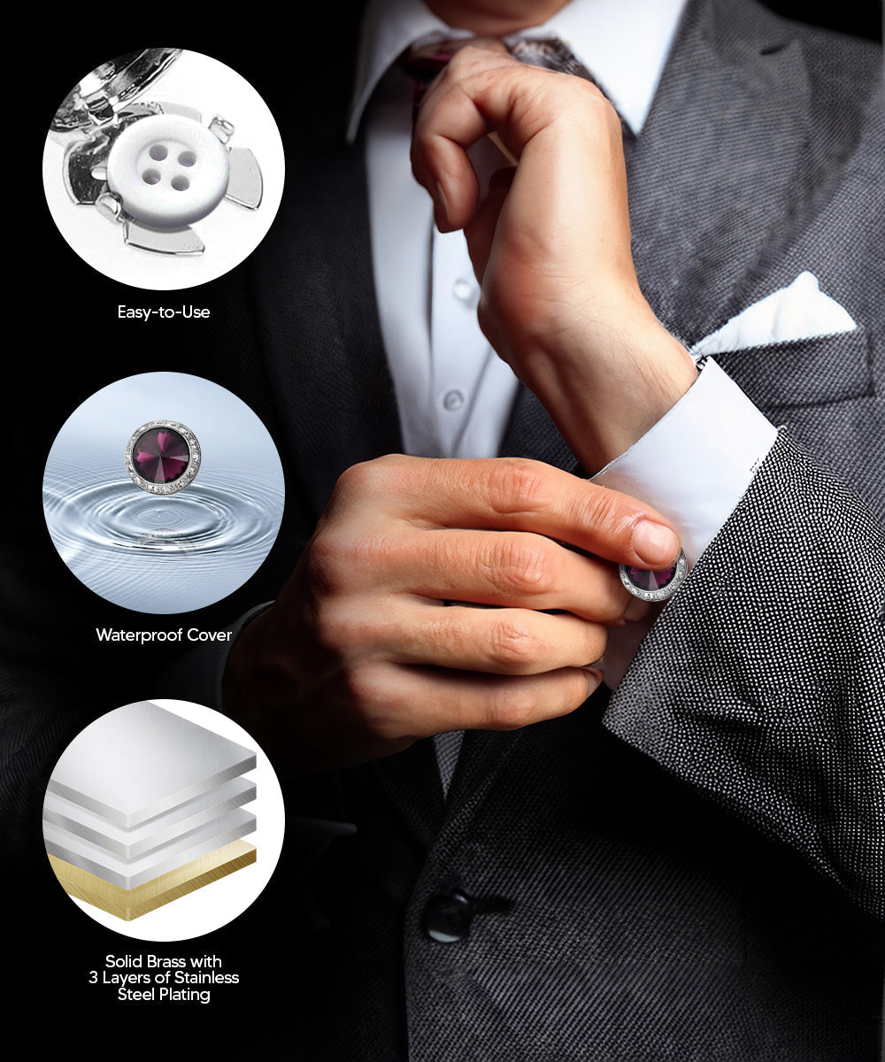Vittorio Vico Men's Crystal Colorstone Button Cover