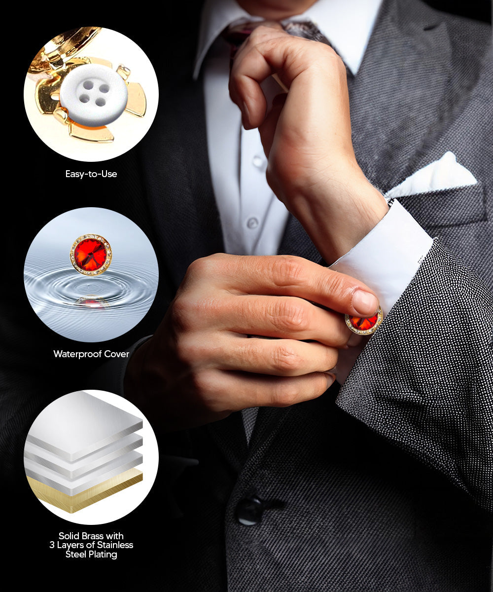 Vittorio Vico Men's Crystal Colorstone Button Cover