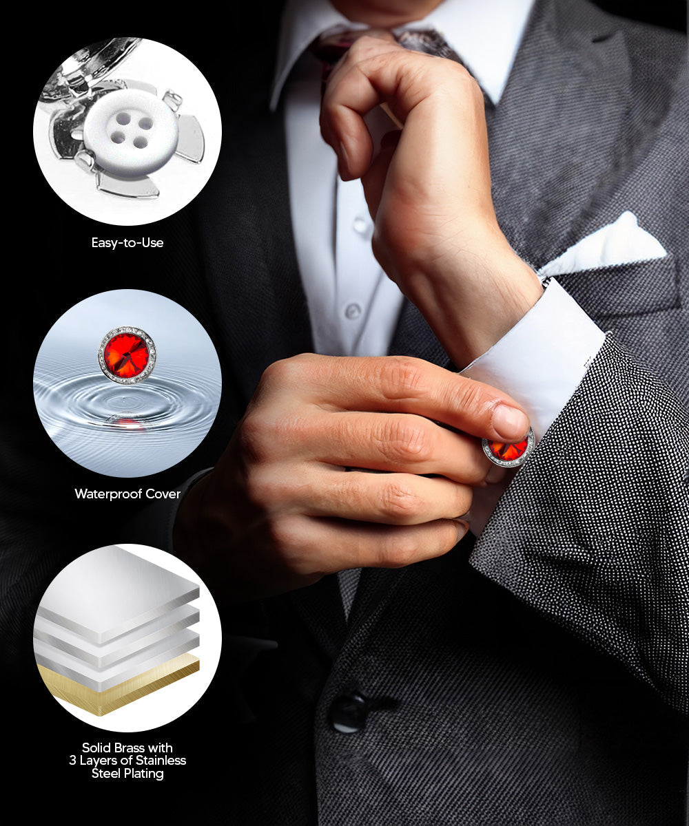 Vittorio Vico Men's Crystal Colorstone Button Cover