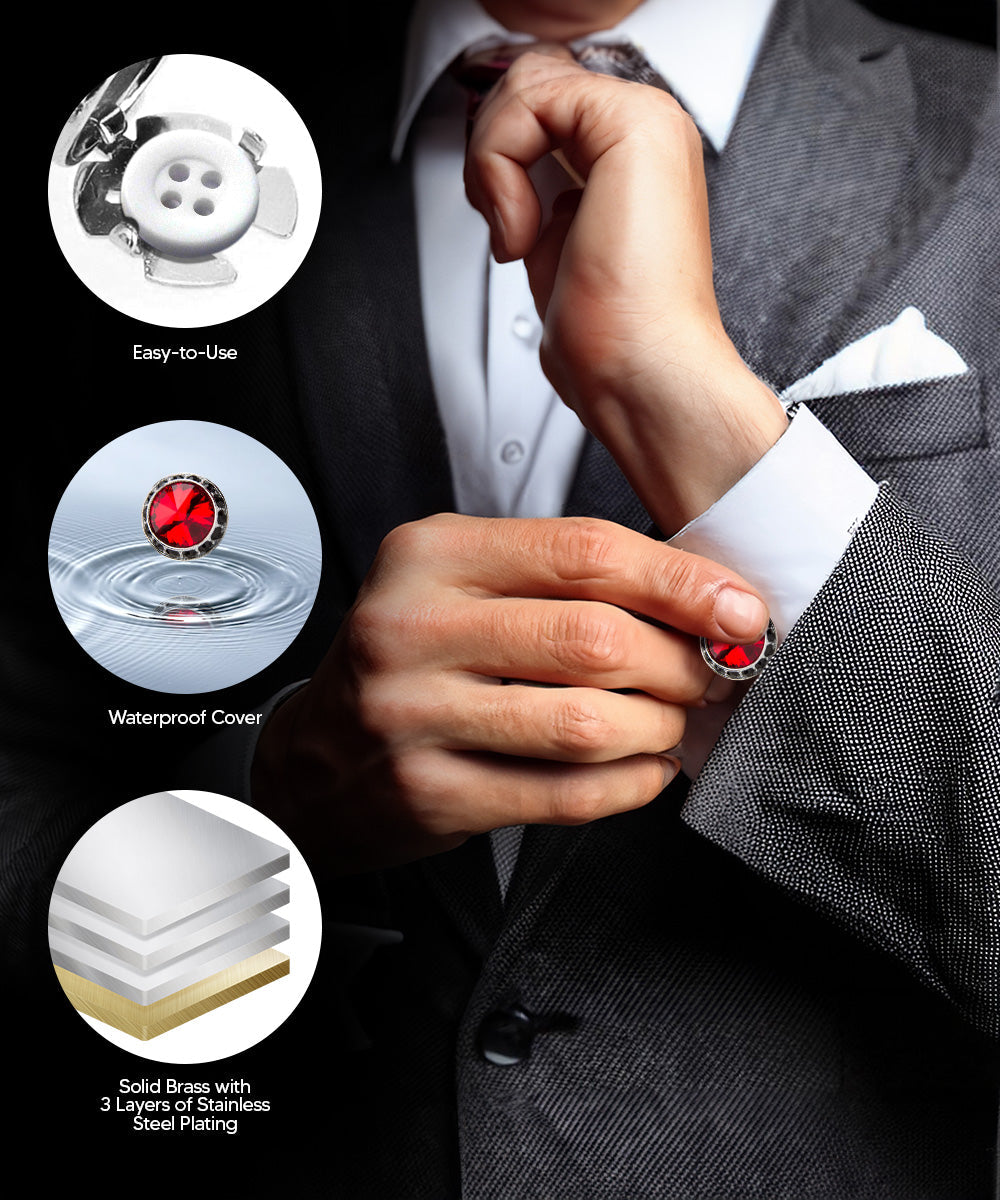 Vittorio Vico Men's Crystal Colorstone Button Cover