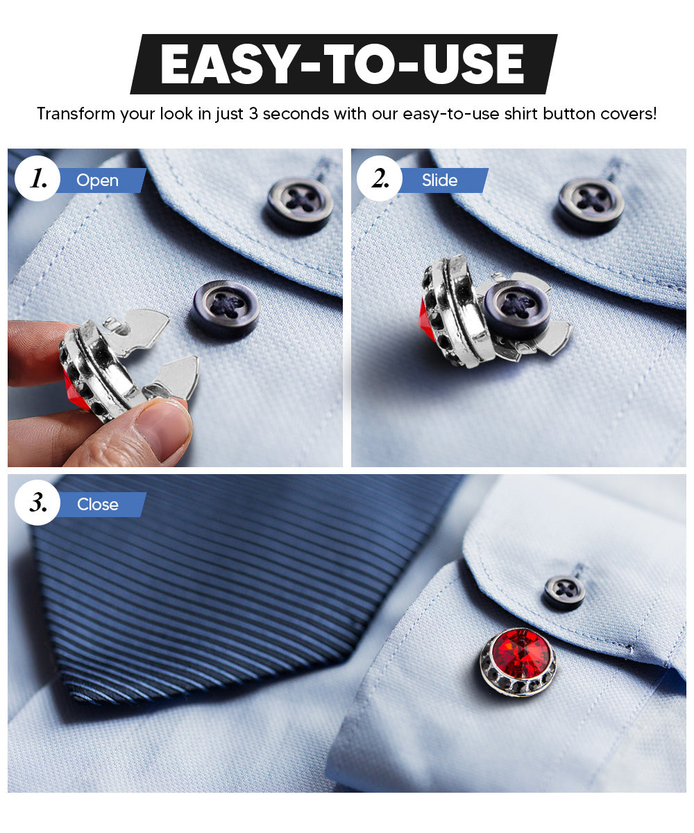 Vittorio Vico Men's Crystal Colorstone Button Cover
