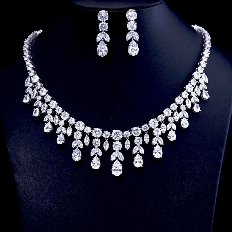 Rhiannon - Silver Cubic Zirconia Bridal Jewelry Set