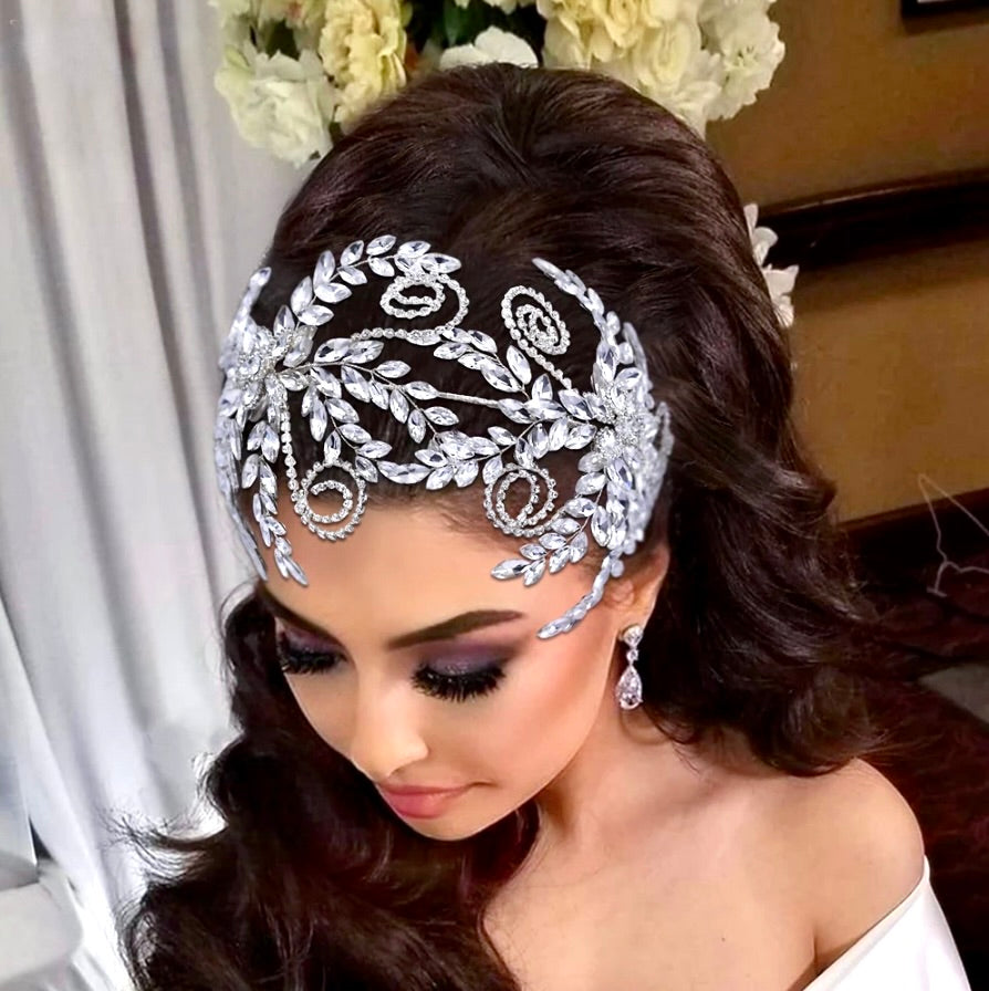 Rivera - Silver Crystal Bridal Headdress