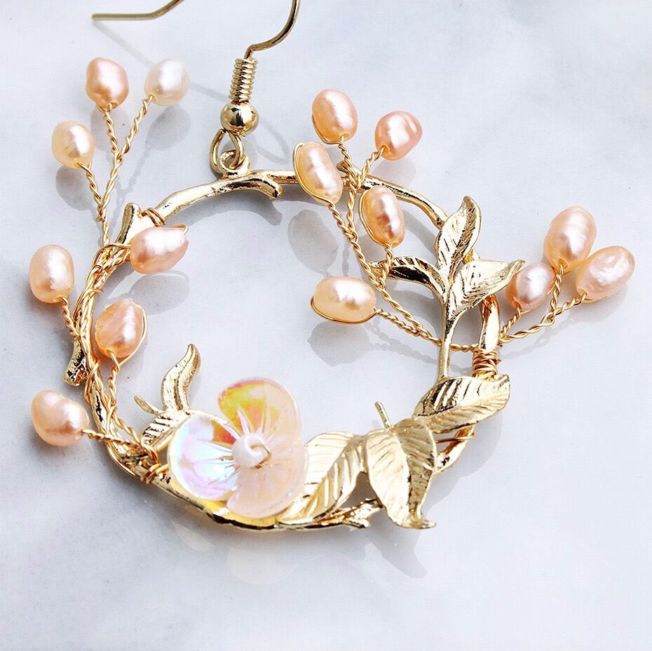 "Floriana" - Romantic Freshwater Pearl Bridal Earrings