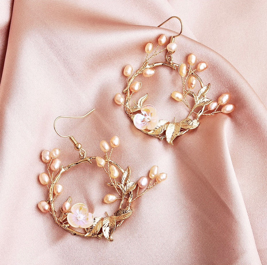 "Floriana" - Romantic Freshwater Pearl Bridal Earrings