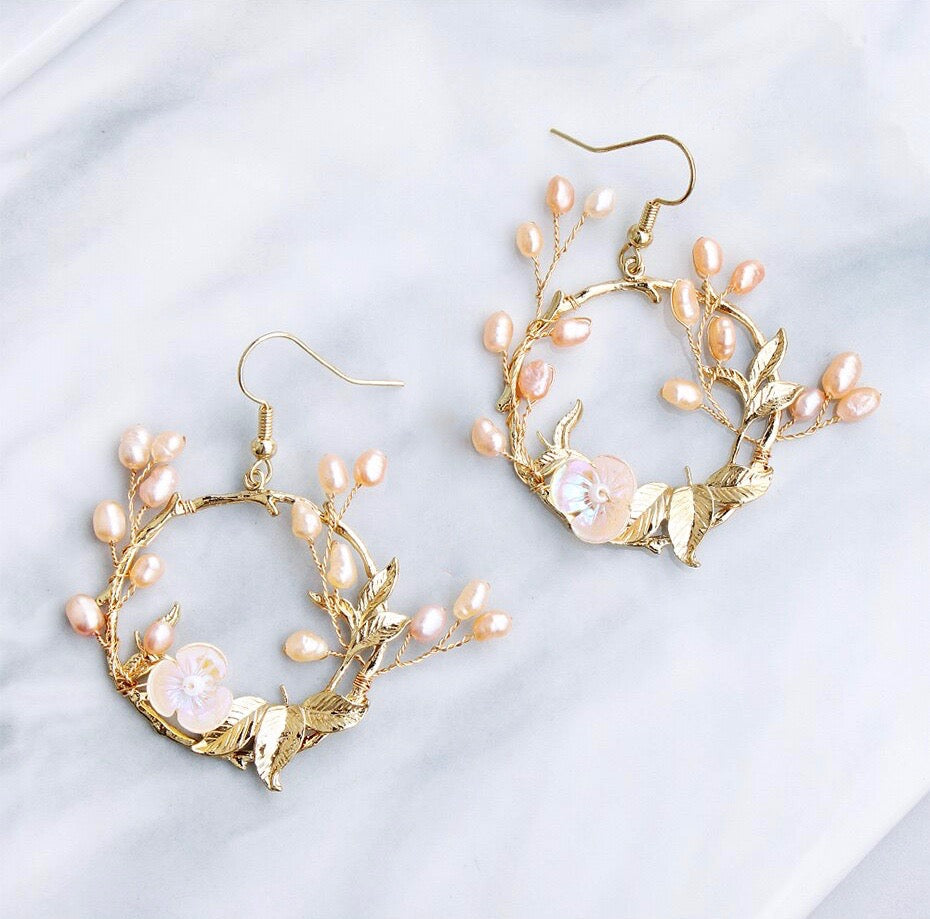 "Floriana" - Romantic Freshwater Pearl Bridal Earrings