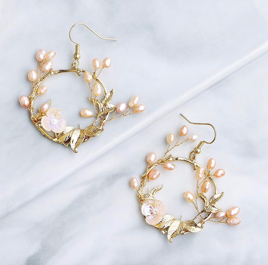 "Floriana" - Romantic Freshwater Pearl Bridal Earrings