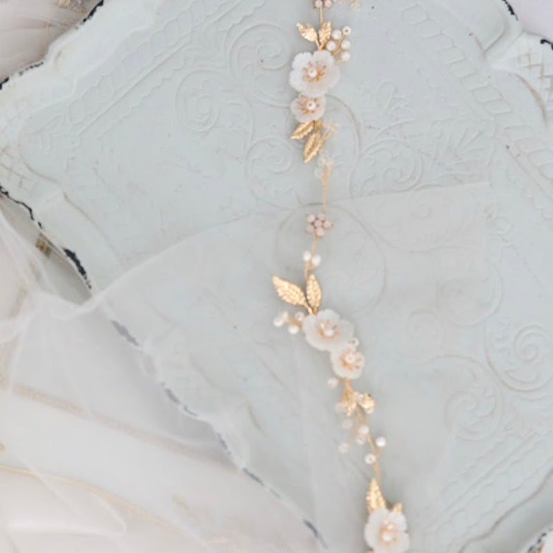 Jolie - Gold Opal and Pearl Bridal Headband