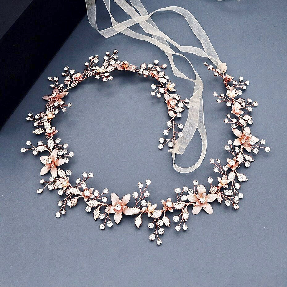 Maribel - Bohemian Rose Gold Bridal Belt/Sash