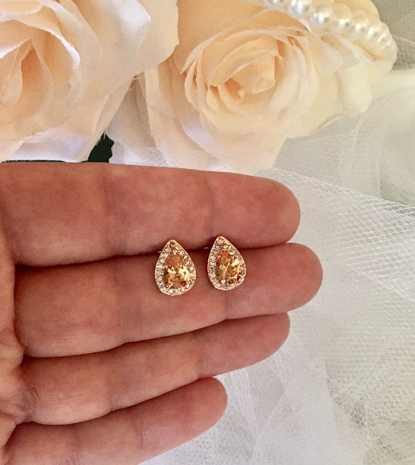 "Rosenna" - Rose Gold Bridal Hair Comb With Matching Earrings
