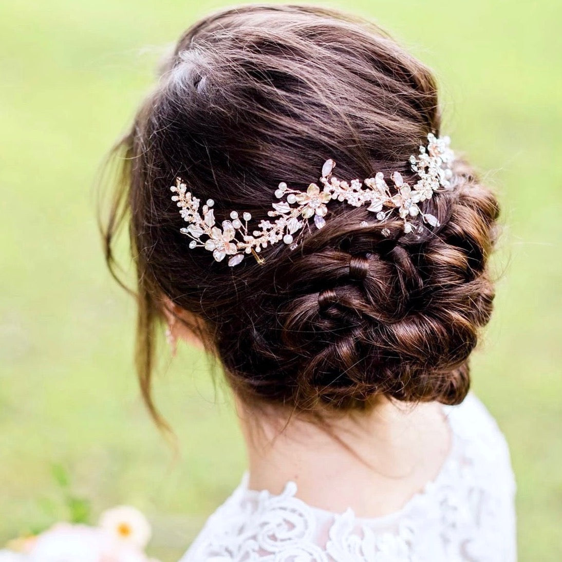 Gracelynn - Rose Gold Swarovski Pearl and Opal Bridal Headband