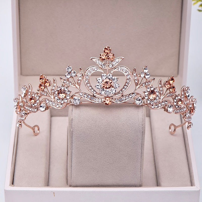 Nicolette - Rhinestone Bridal Tiara - Available in Silver, Yellow Gold and Rose Gold
