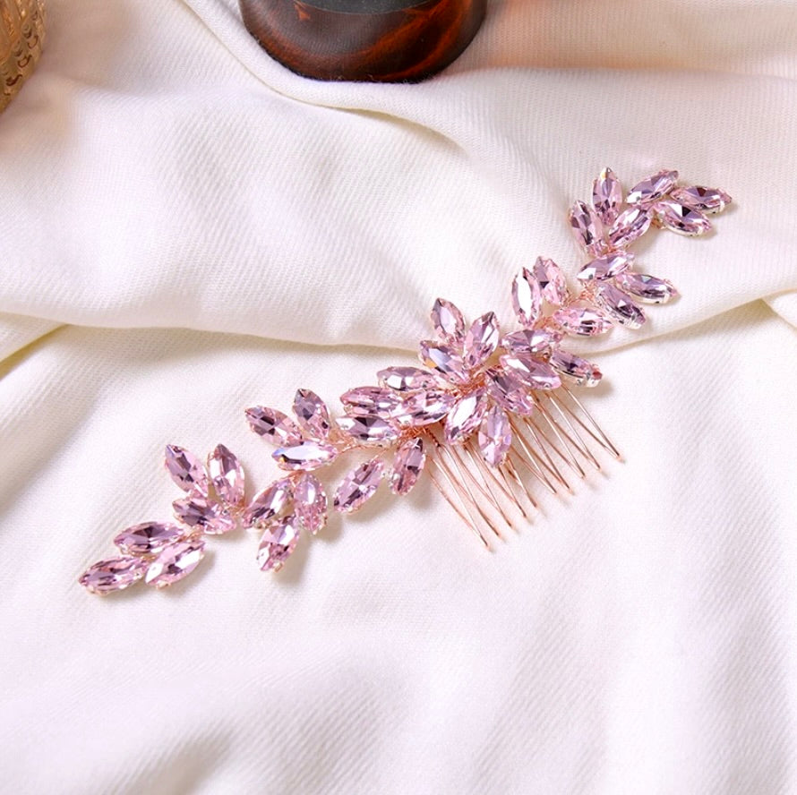 "Rosalie" - Rose Gold Pink Bridal Hair Comb