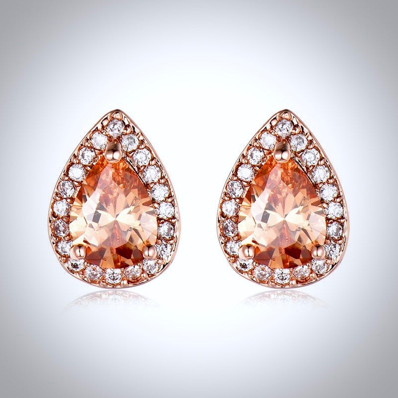 "Rosenna" - Rose Gold Bridal Hair Comb With Matching Earrings