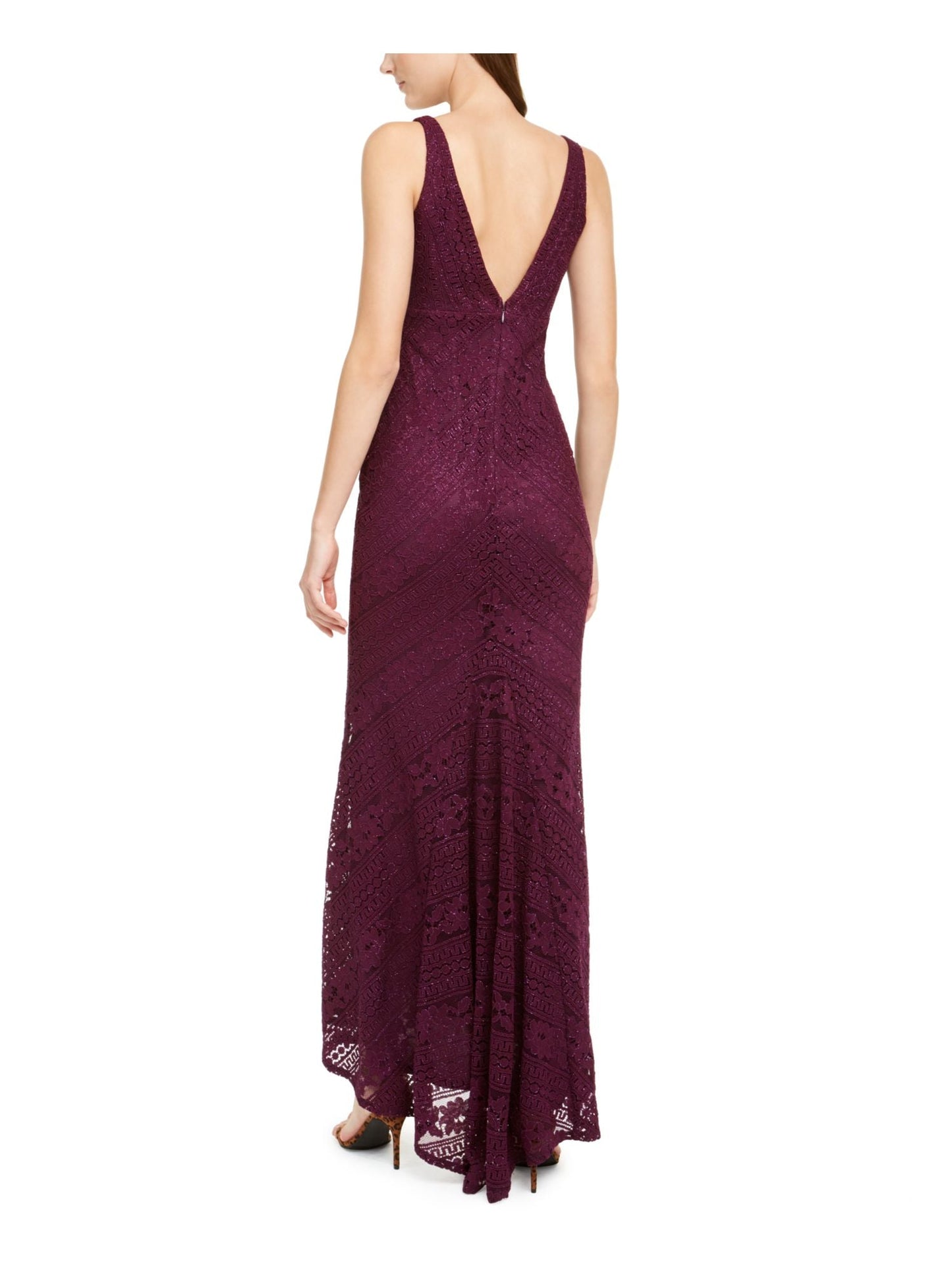 Jump Women's V Neck Full Length Body Con Evening Dress Purple Size 1/2