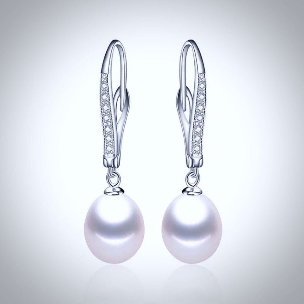 Allie - Freshwater Pearl and Sterling Silver Bridal Earrings