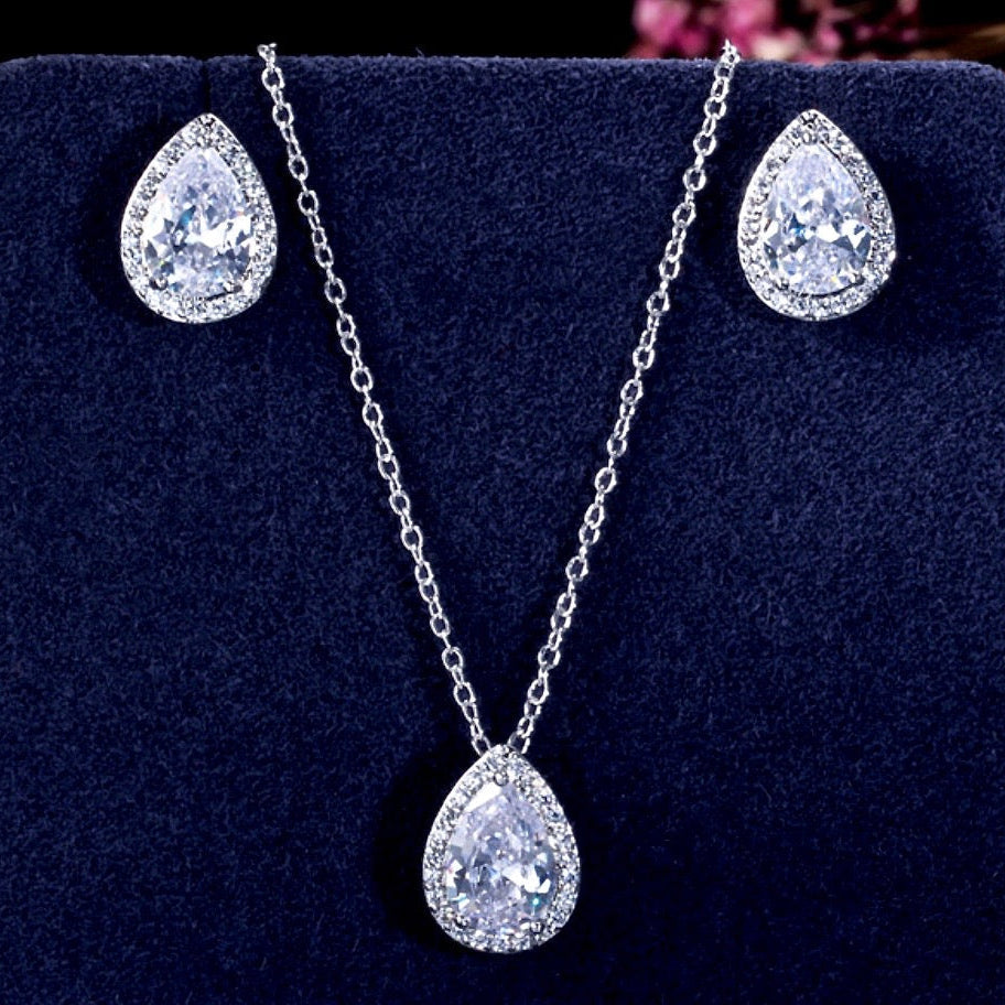 Tina - Cubic Zirconia Bridal Jewelry Set - Available in Silver, Rose Gold and Yellow Gold