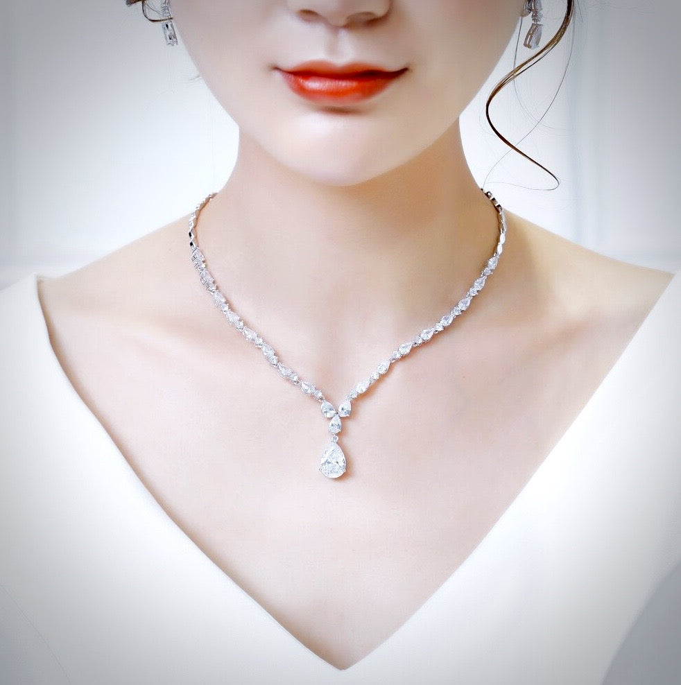 Colette - 3-Piece Cubic Zirconia Bridal Jewelry Set - Available in Silver, Rose Gold and Yellow Gold