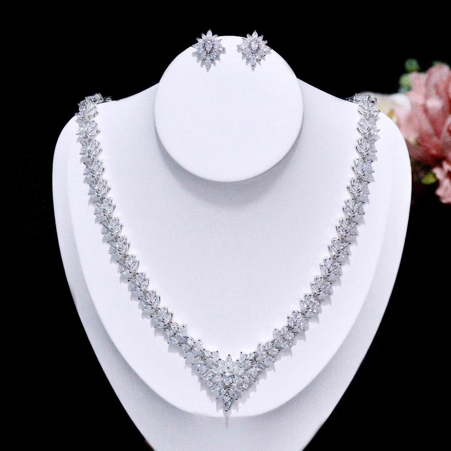 Lausanne - Silver Cubic Zirconia Bridal Three-Piece Jewelry Set