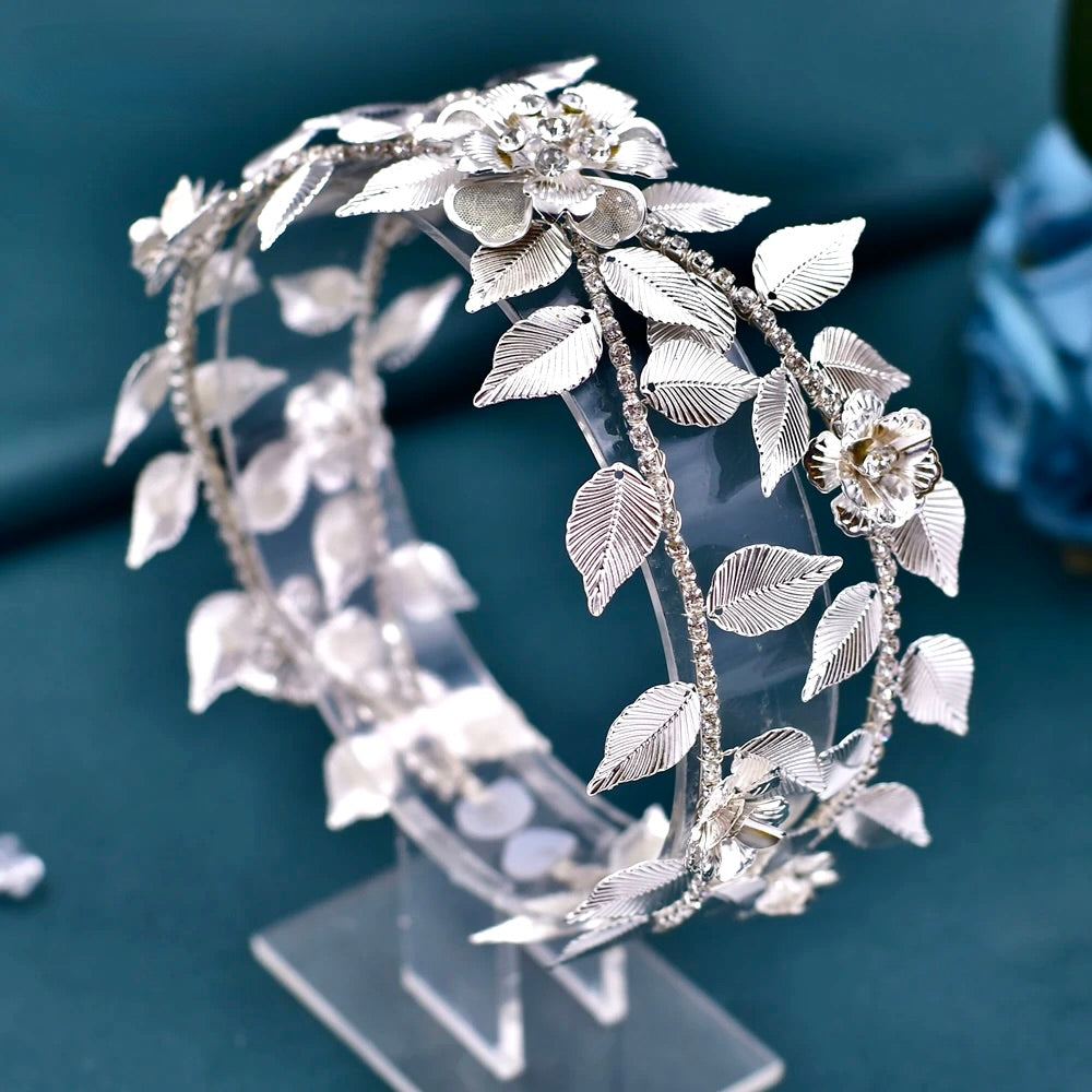Karena - Silver Crystal Bridal Headdress