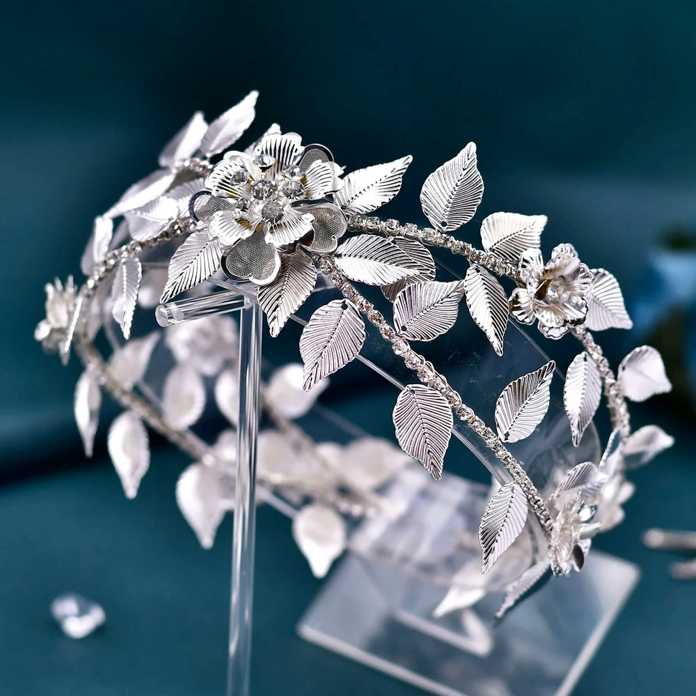 Karena - Silver Crystal Bridal Headdress