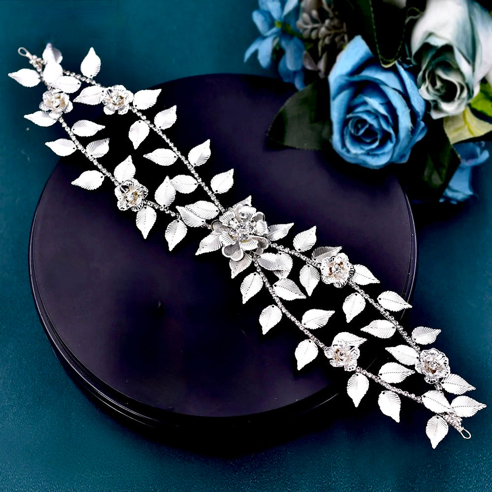 Karena - Silver Crystal Bridal Headdress
