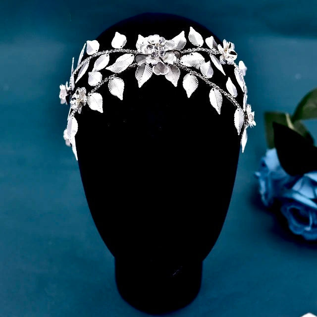 Karena - Silver Crystal Bridal Headdress
