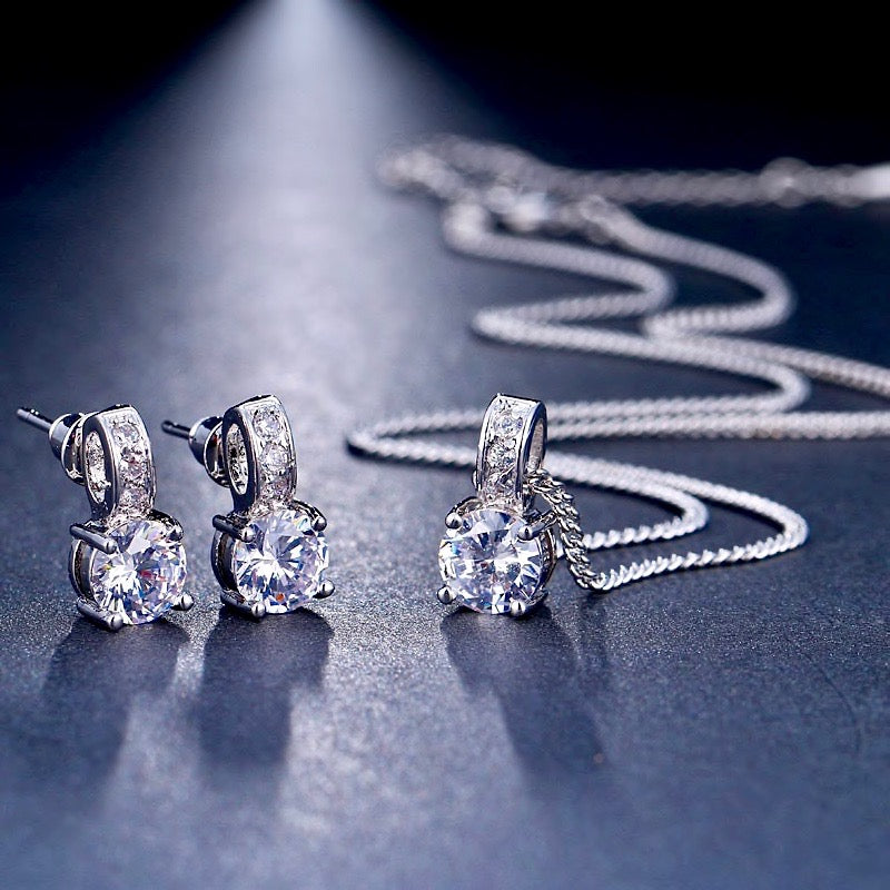 Marisol - Silver Cubic Zirconia Bridal Jewelry Set