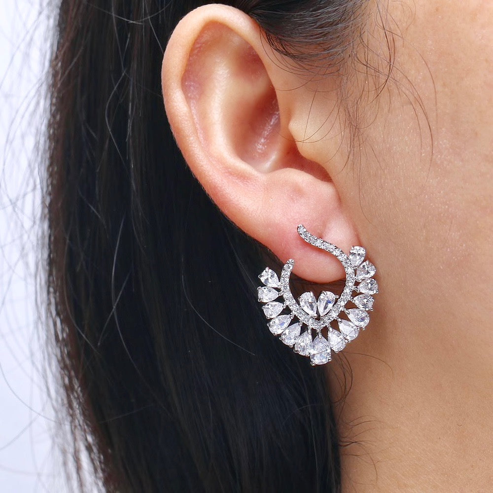 Sage - Silver Cubic Zirconia Bridal Earrings