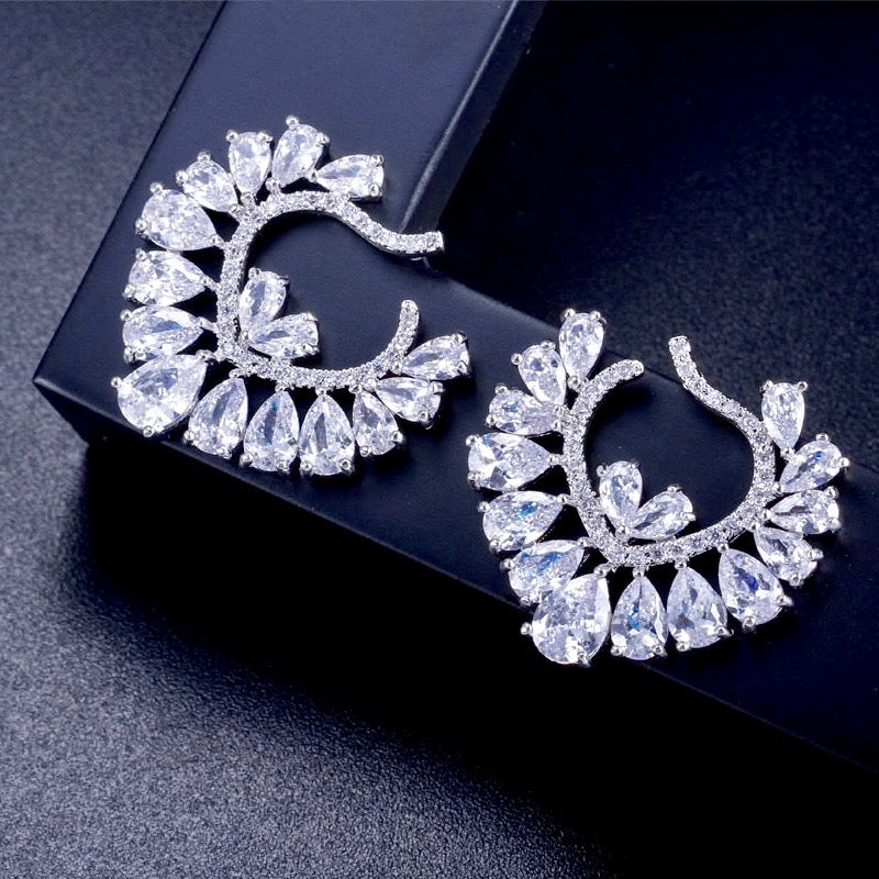 Sage - Silver Cubic Zirconia Bridal Earrings