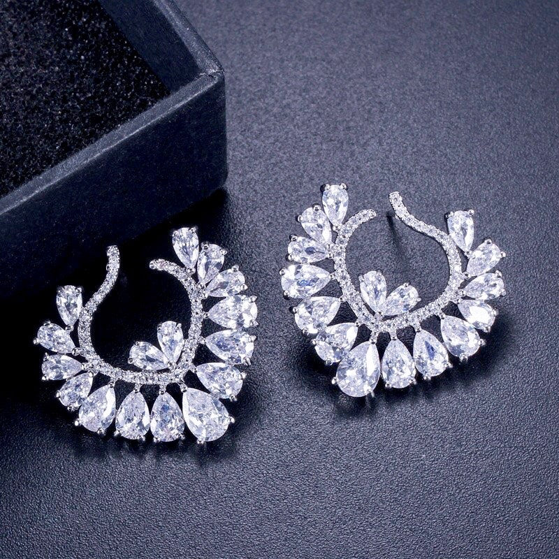 Sage - Silver Cubic Zirconia Bridal Earrings