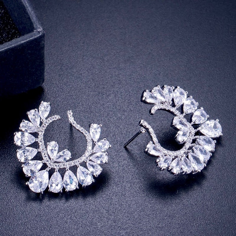 Sage - Silver Cubic Zirconia Bridal Earrings