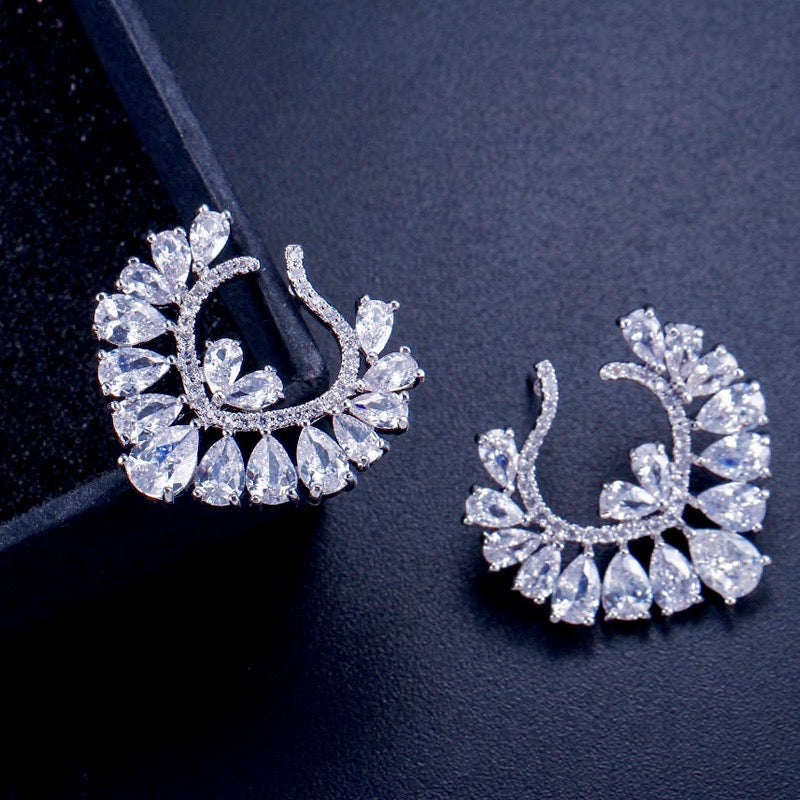 Sage - Silver Cubic Zirconia Bridal Earrings