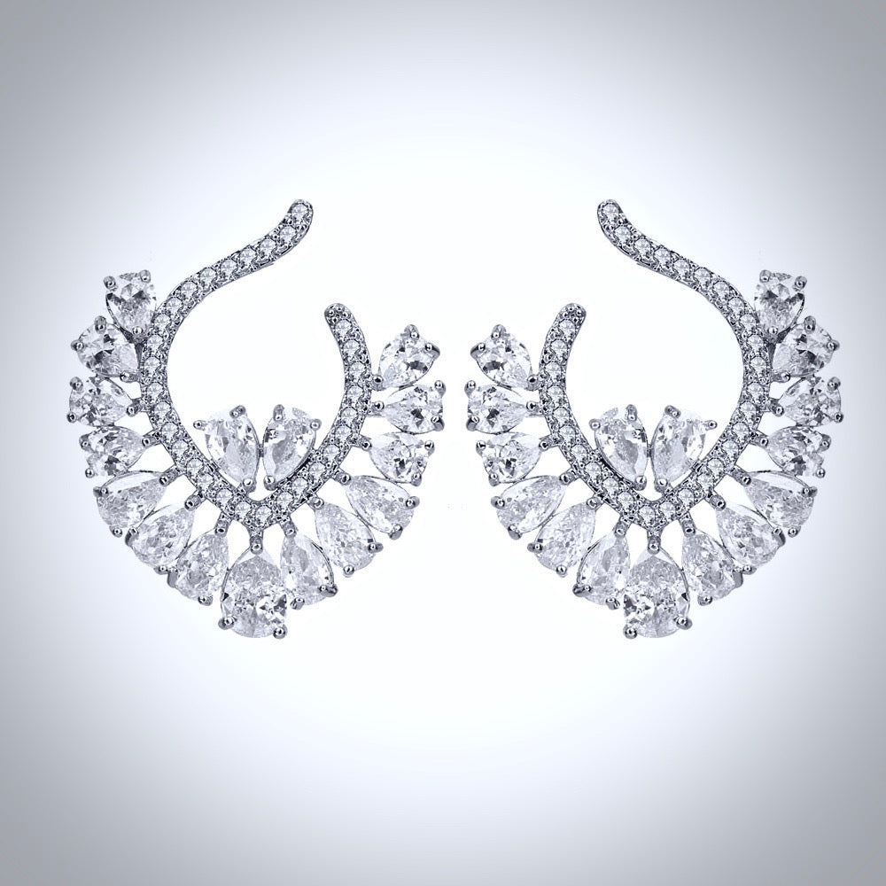 Sage - Silver Cubic Zirconia Bridal Earrings