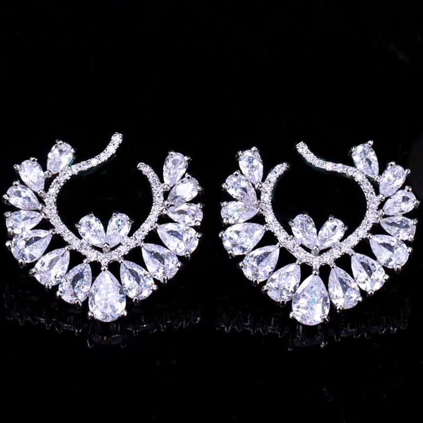 Sage - Silver Cubic Zirconia Bridal Earrings