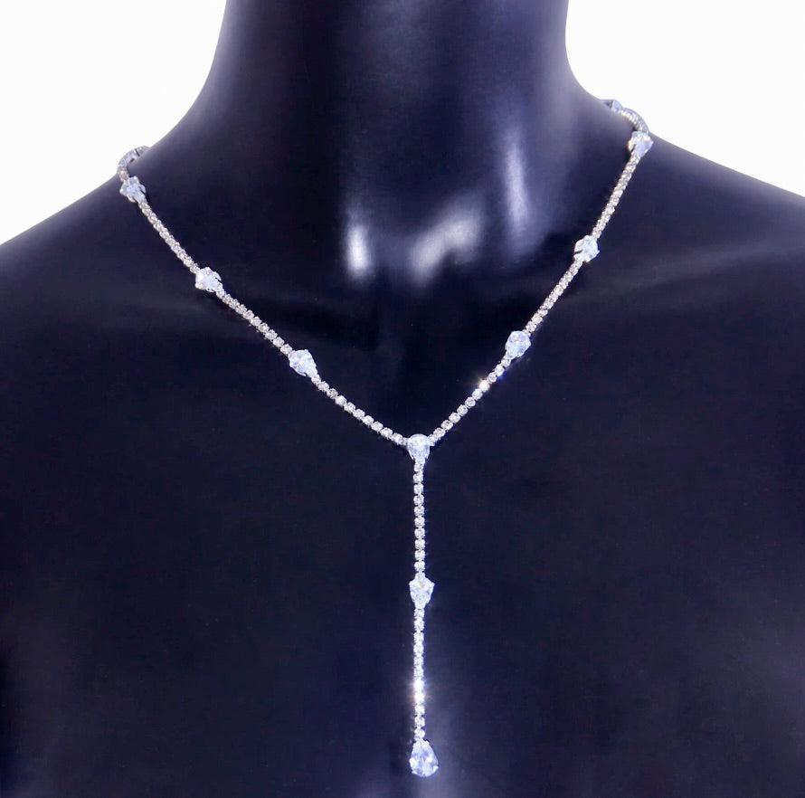 Avanah - Silver CZ Bridal Lariat Necklace