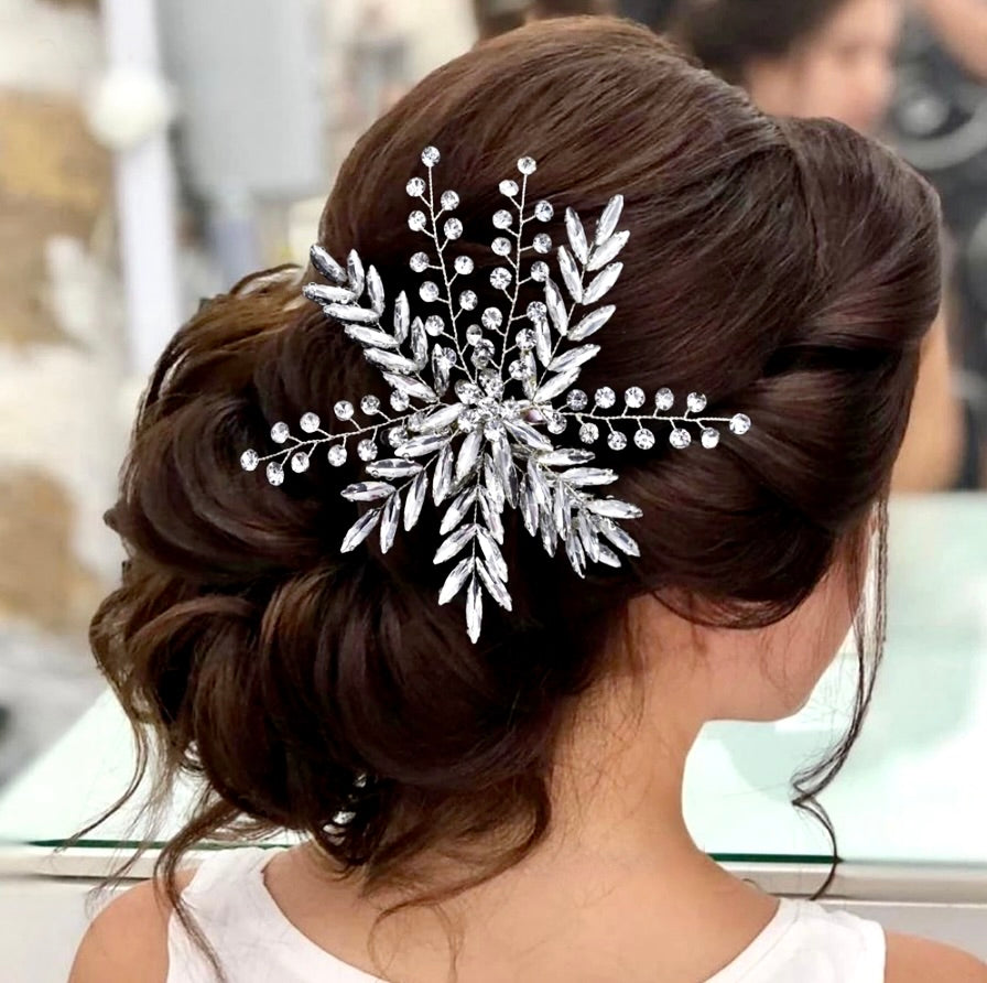 Myah - Crystal Bridal Hair Clip - Available in Silver, Rose Gold and Yellow Gold