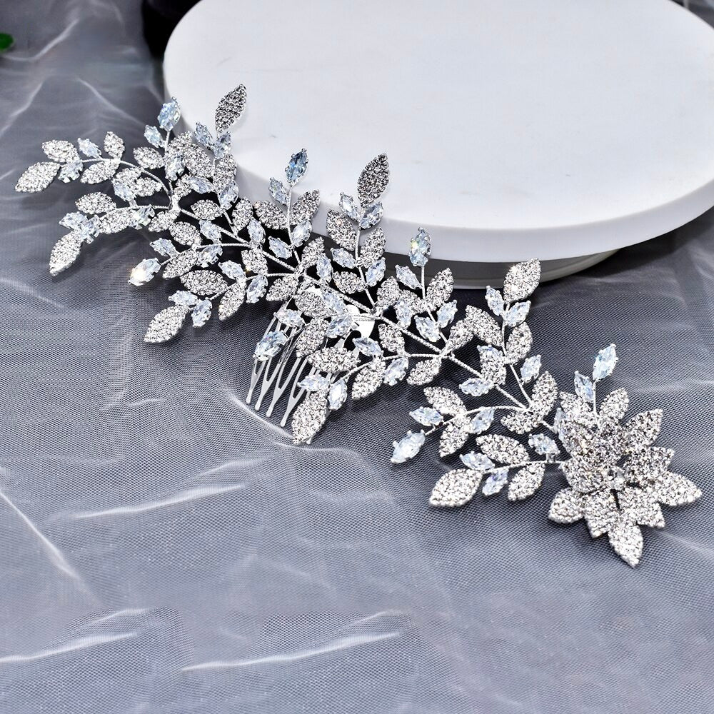 Beatrix - Silver Cubic Zirconia Bridal Headdress