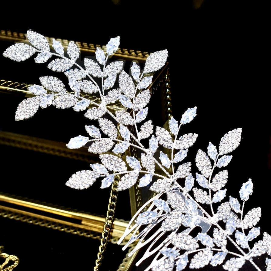 Beatrix - Silver Cubic Zirconia Bridal Headdress