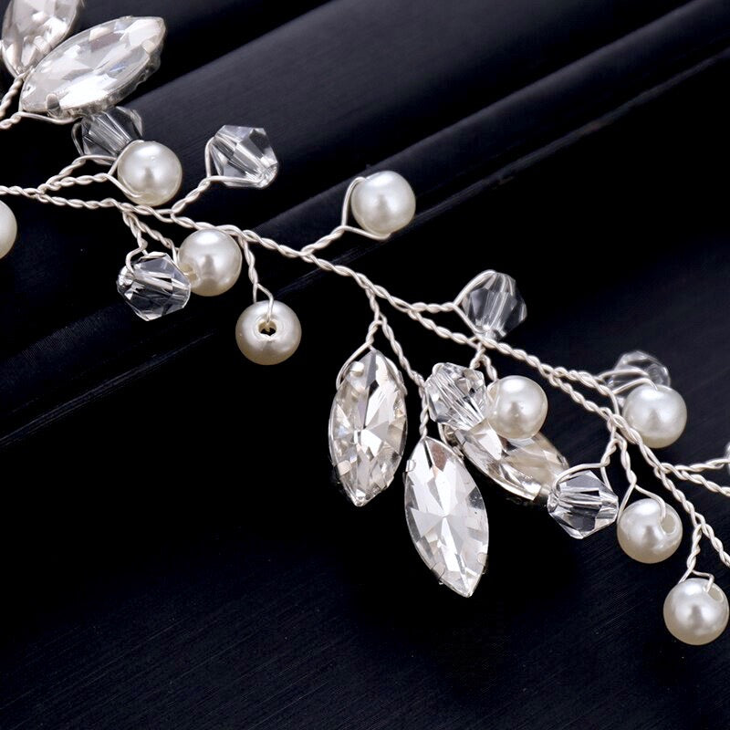 "Phoebe" - Pearl and Crystal Bridal Headband / Hair Vine