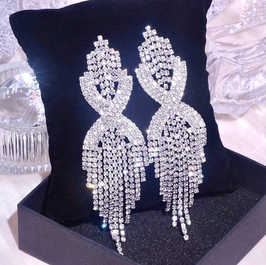 Mackenzie - Silver Rhinestone Bridal Earrings