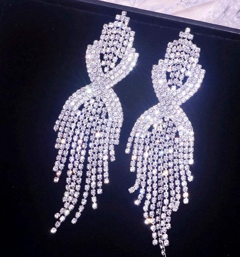 Mackenzie - Silver Rhinestone Bridal Earrings