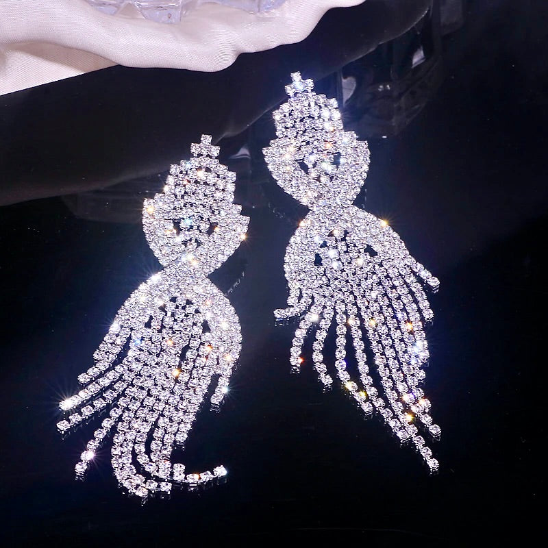Mackenzie - Silver Rhinestone Bridal Earrings