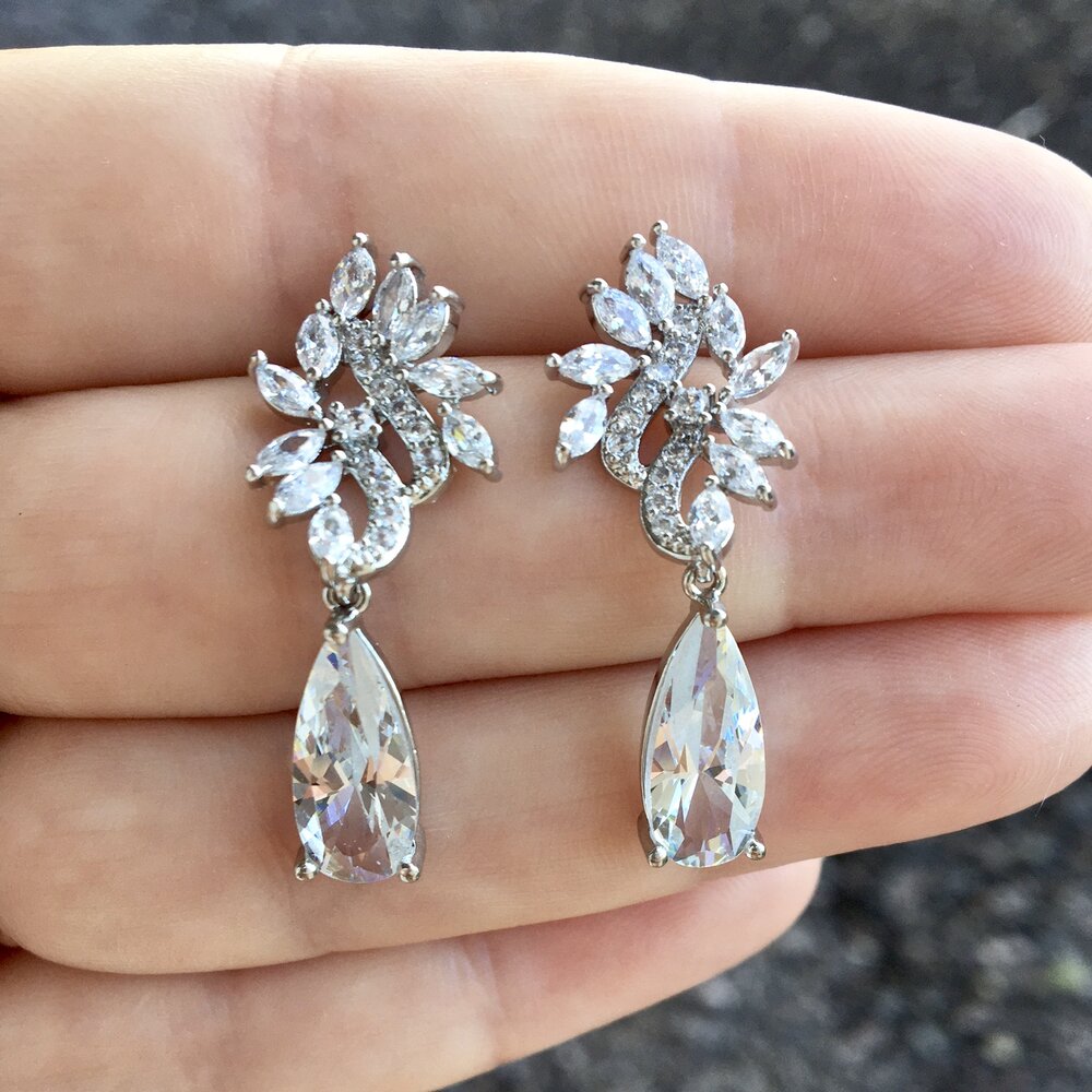 "Azalea" - Silver Cubic Zirconia Bridal Earrings