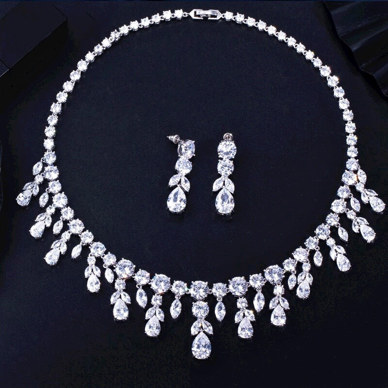 Rhiannon - Silver Cubic Zirconia Bridal Jewelry Set