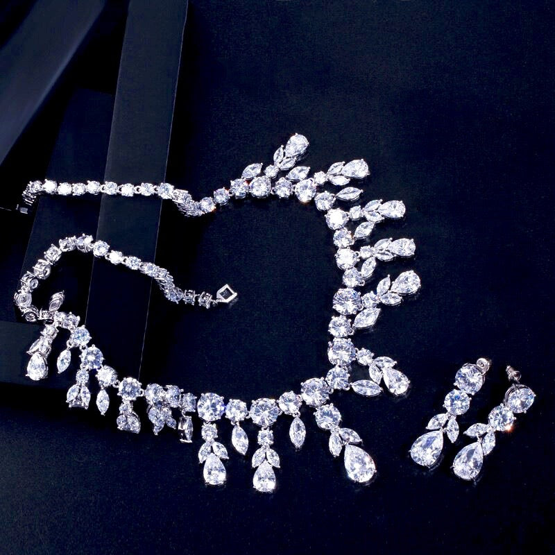 Rhiannon - Silver Cubic Zirconia Bridal Jewelry Set