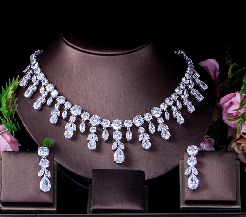 Rhiannon - Silver Cubic Zirconia Bridal Jewelry Set