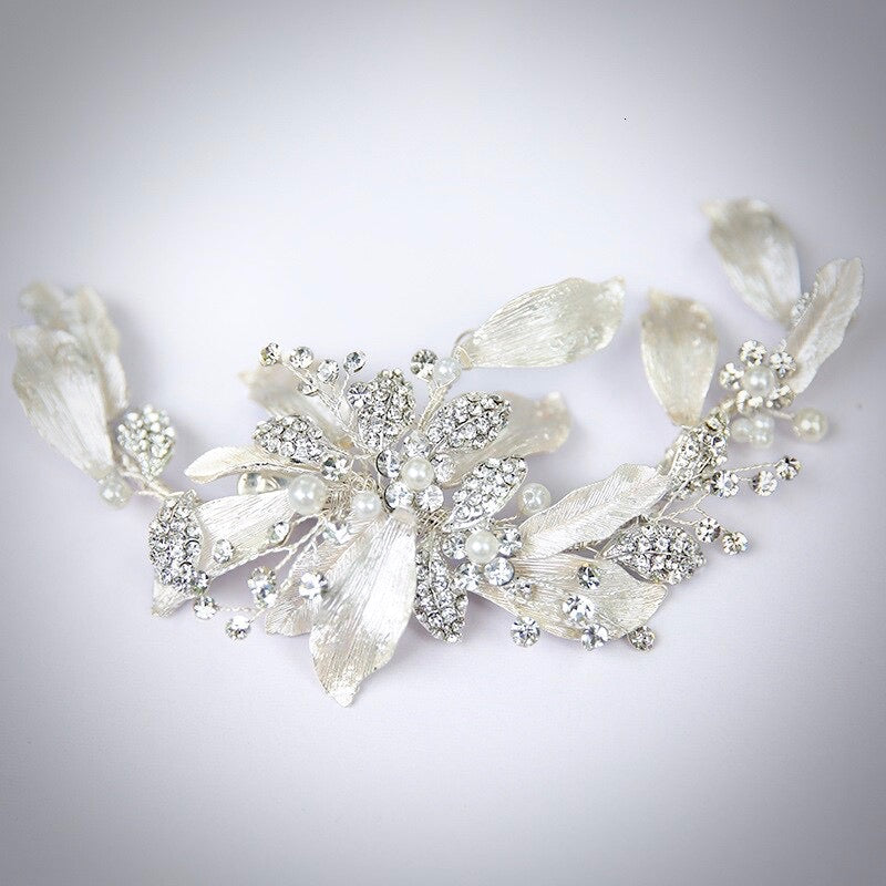 "Chanelle" - Pearl and Crystal Bridal Hair Clip/Vine
